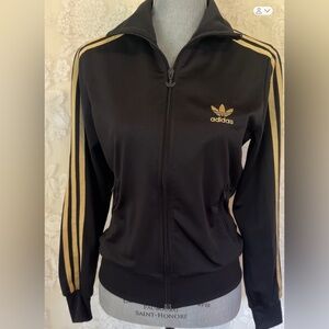 Adidas Originals Vintage Firebird Women's Black/ Gold Track Jacket Trefoil - S